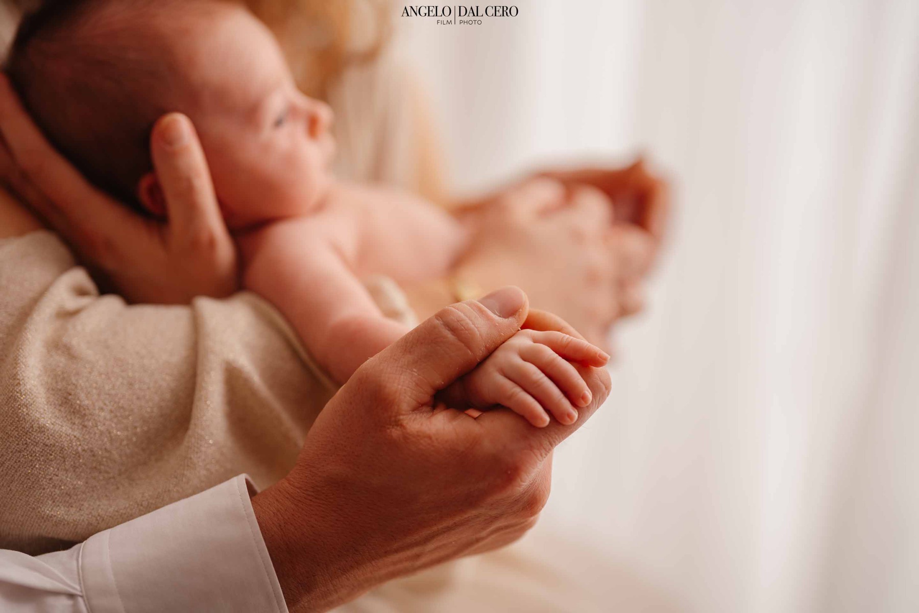 Una piccola mano stretta nella mano del papà